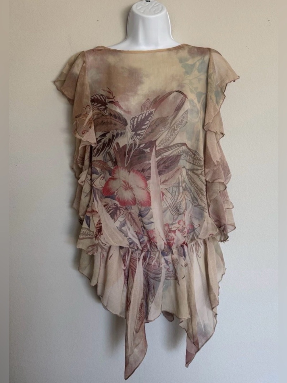 Sheer Floral Ruffled Blouse